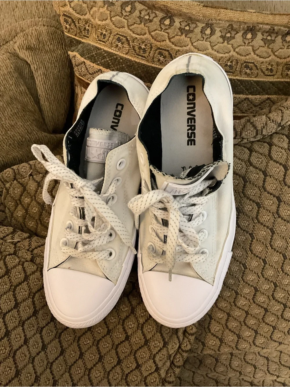 Converse All Star 153796F Unisex Low Top White Sneaker Size Mens 5 Womens 7 GUC